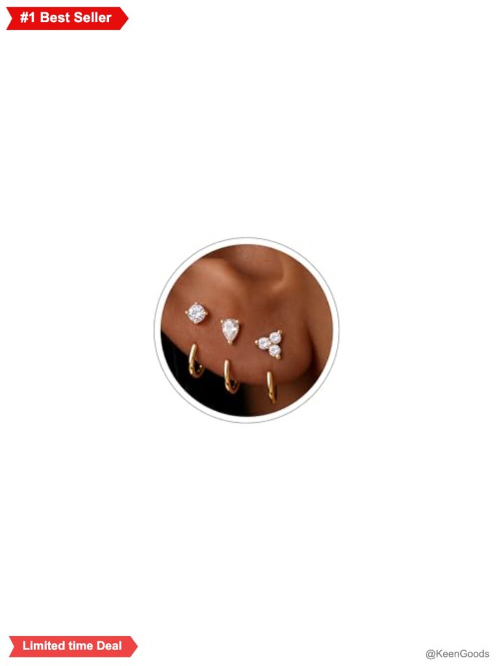 Backless Half Hoop Earrings 3 Pairs No Back 14K Gold Plated Hypoallergenic